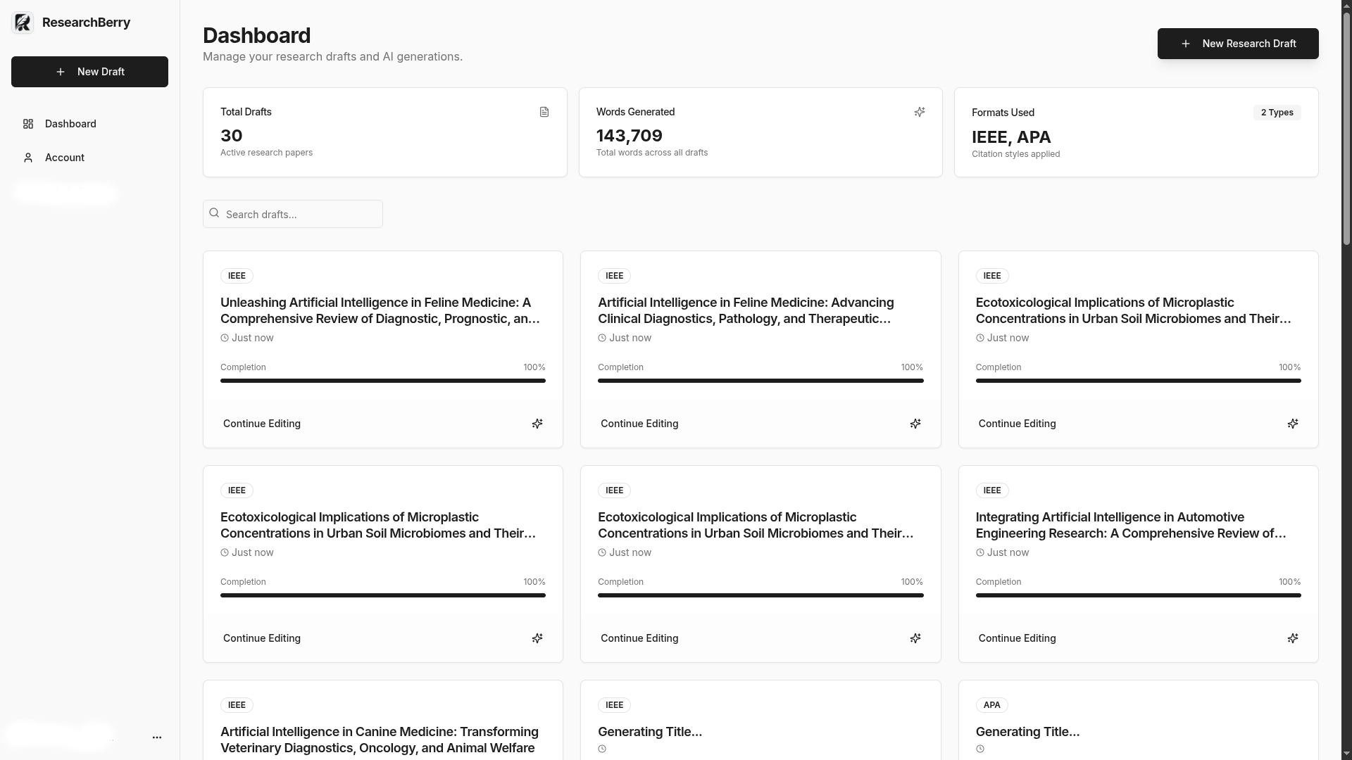 Draft Dashboard